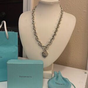 Authentic Tiffany 925 Silver  Heart Tag necklace
